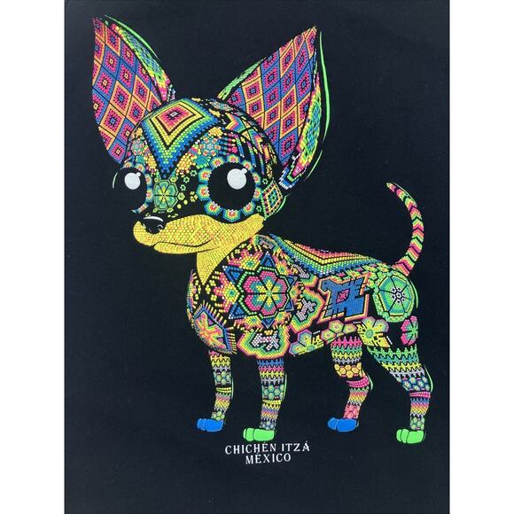 Comfort Euro Cotton Tank Top Chihuahua Bright Colored Chichen Itza Mexico SZ LG - Picture 2 of 6